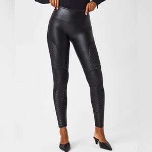 Spanx Faux Leather Moto Legging - Very Black Size L